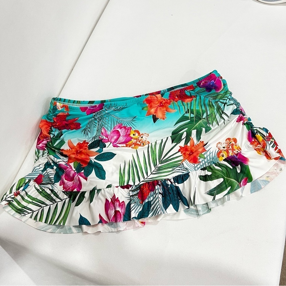 Swimsuit Ruffle Skirted Bottom Plus Size 18 W La Blanca Tropical Floral Multi